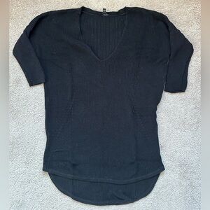 Express 3/4 Sleeve Black V-Neck Knit Sweater